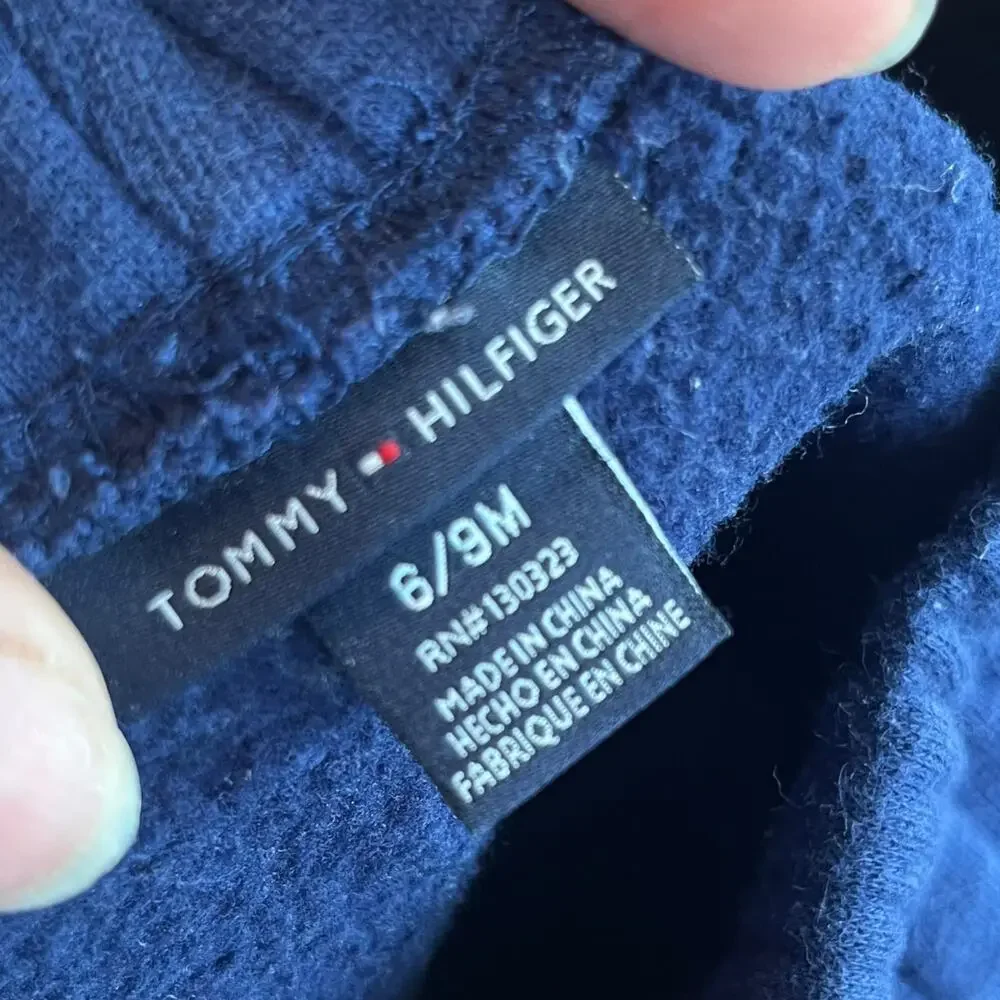 Tommy Hilfiger Baby 6/9m Zip Up Sweatsuit Preppy Academia Full Zip Joggers